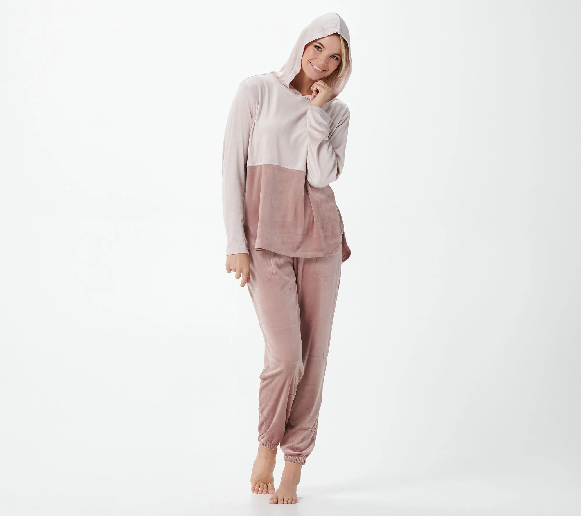 Silky Stretch Velour Hoodies and Jogger Set by Carole Hochman - As Is