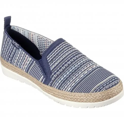 Navy Multi Women's Slip On Espadrille Shoes Skechers BOBS Flexpadrille 3.0 Island Muse