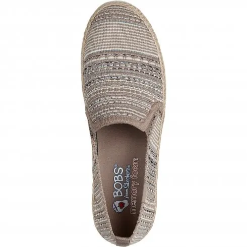 Taupe Multi Women's Slip On Espadrille Shoes Skechers BOBS Flexpadrille 3.0 Island Muse