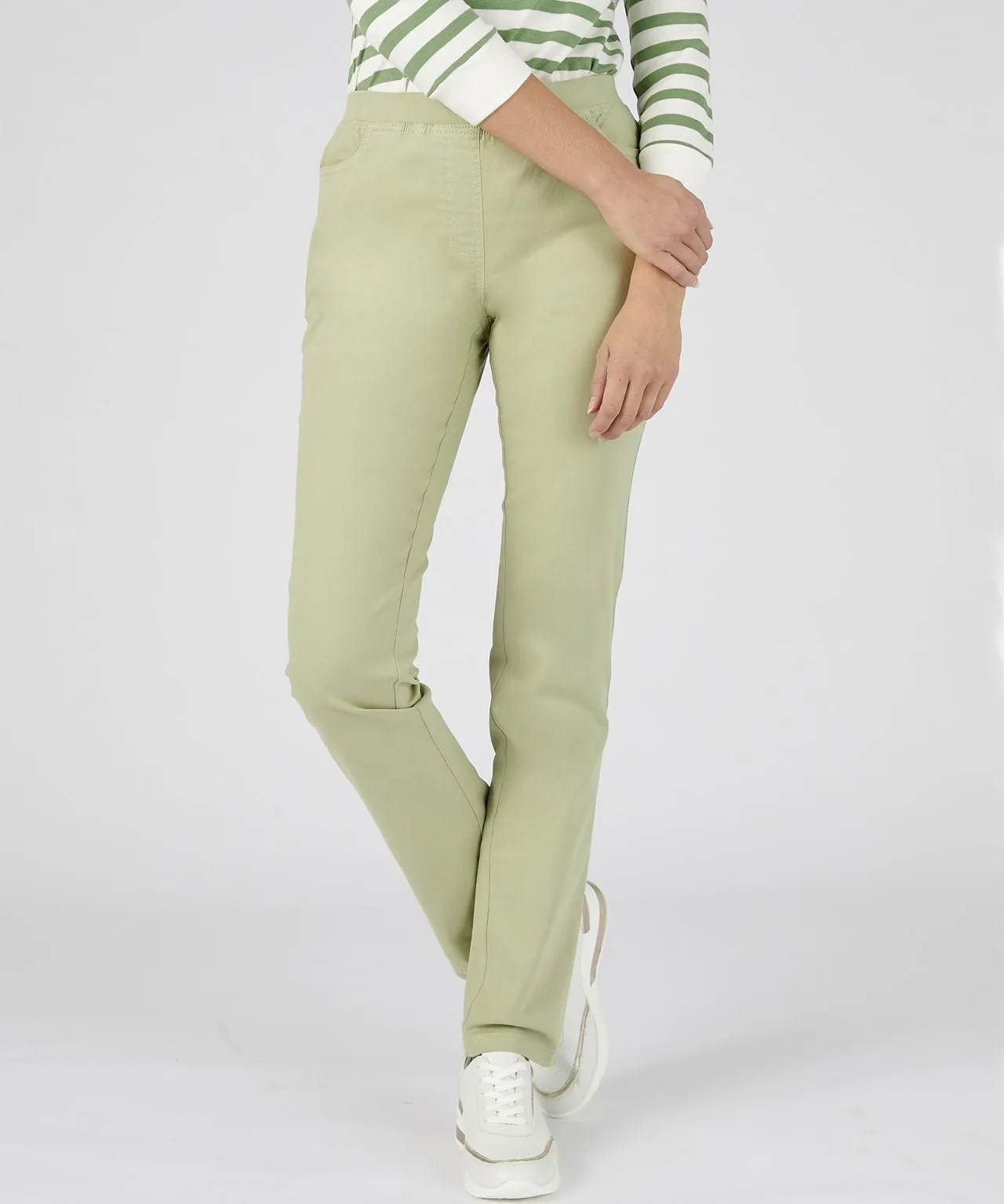 Slim Fit Stretch Trousers with Pull-on Design