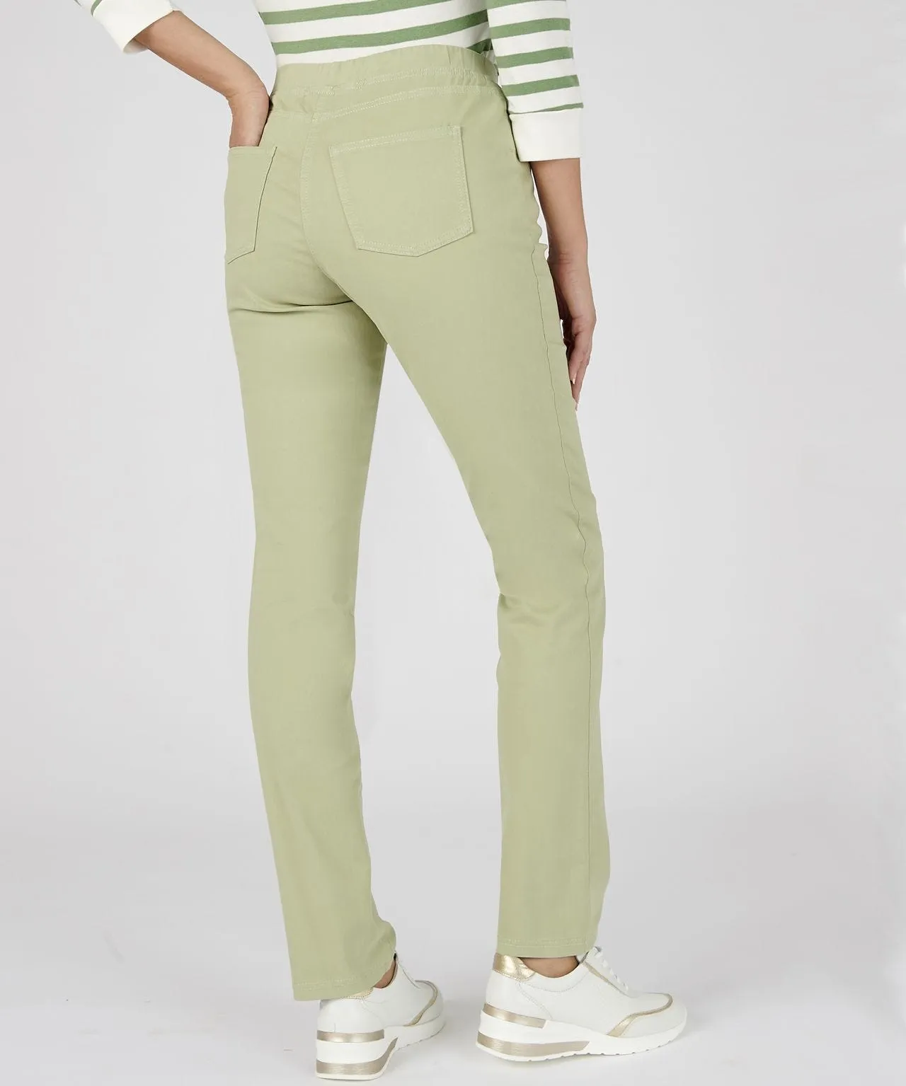 Slim Fit Stretch Trousers with Pull-on Design