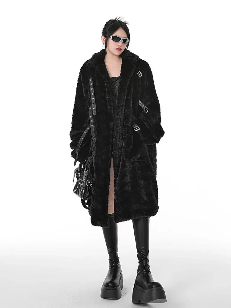 Soft Faux Fur Punk Style Coat - Stand Collar & Fluffy Coat