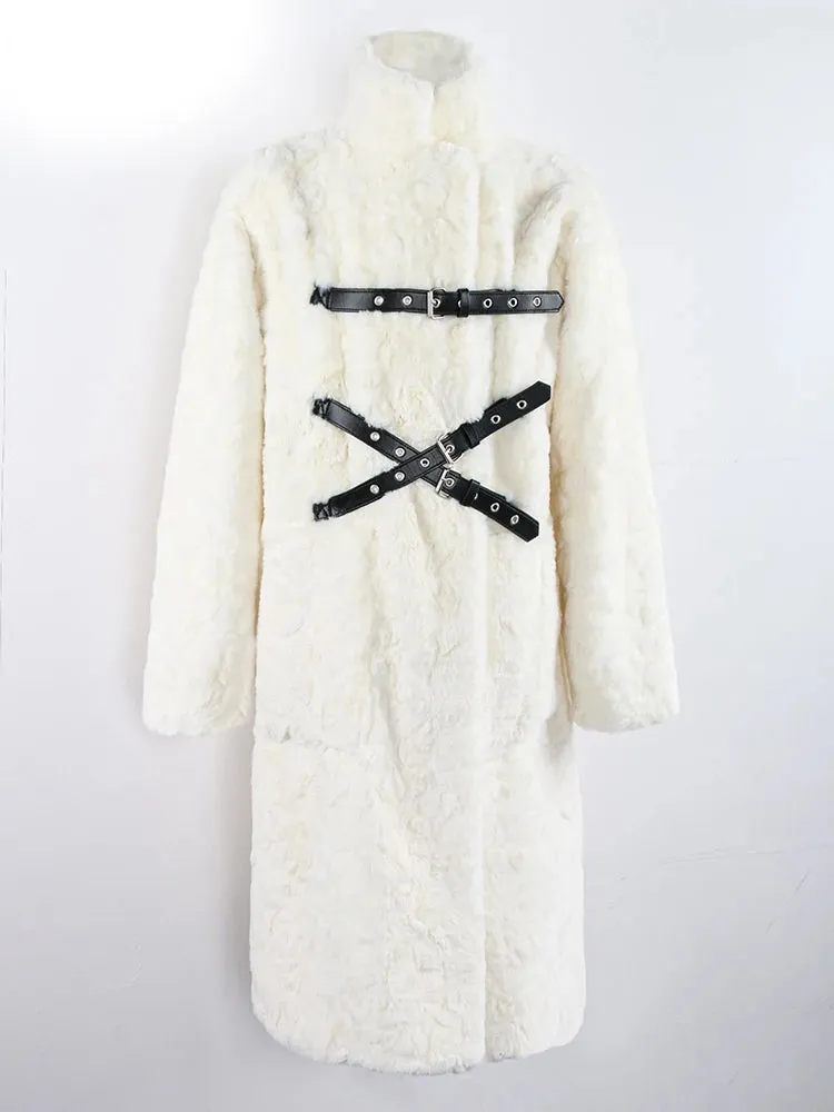 Soft Faux Fur Punk Style Coat - Stand Collar & Fluffy Coat