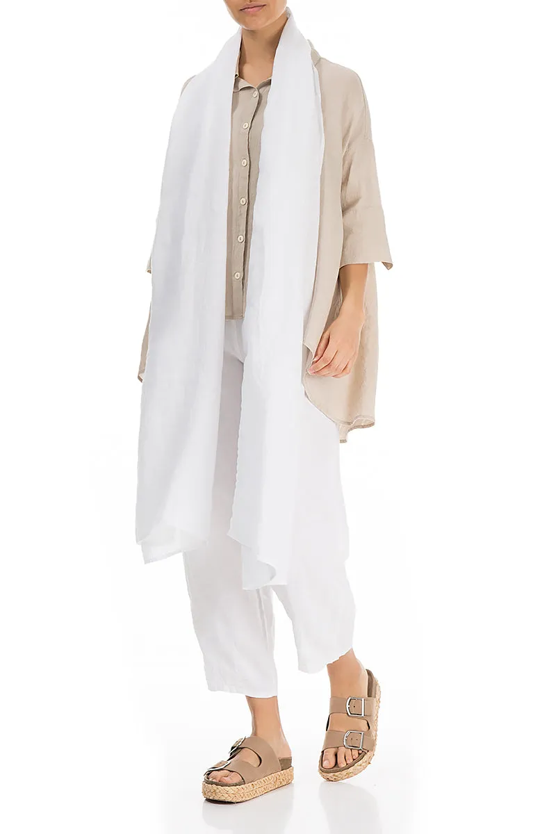 Soft White Gauze Linen Scarf