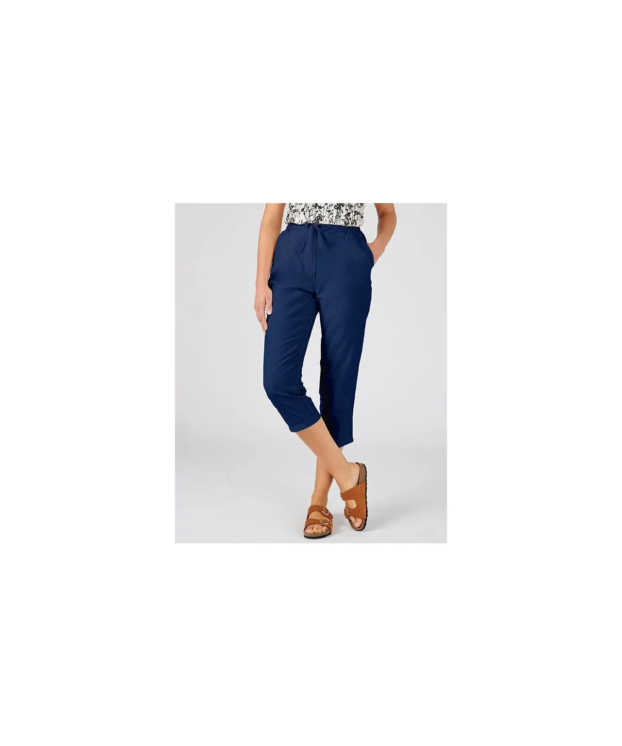 Crop Cotton Trousers with Straight Leg Design