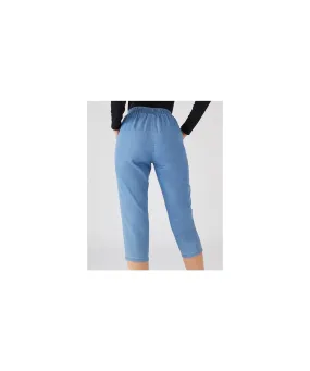 Crop Cotton Trousers with Straight Leg Design