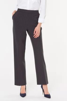 Elasticated Trousers with Straight Leg Stripes