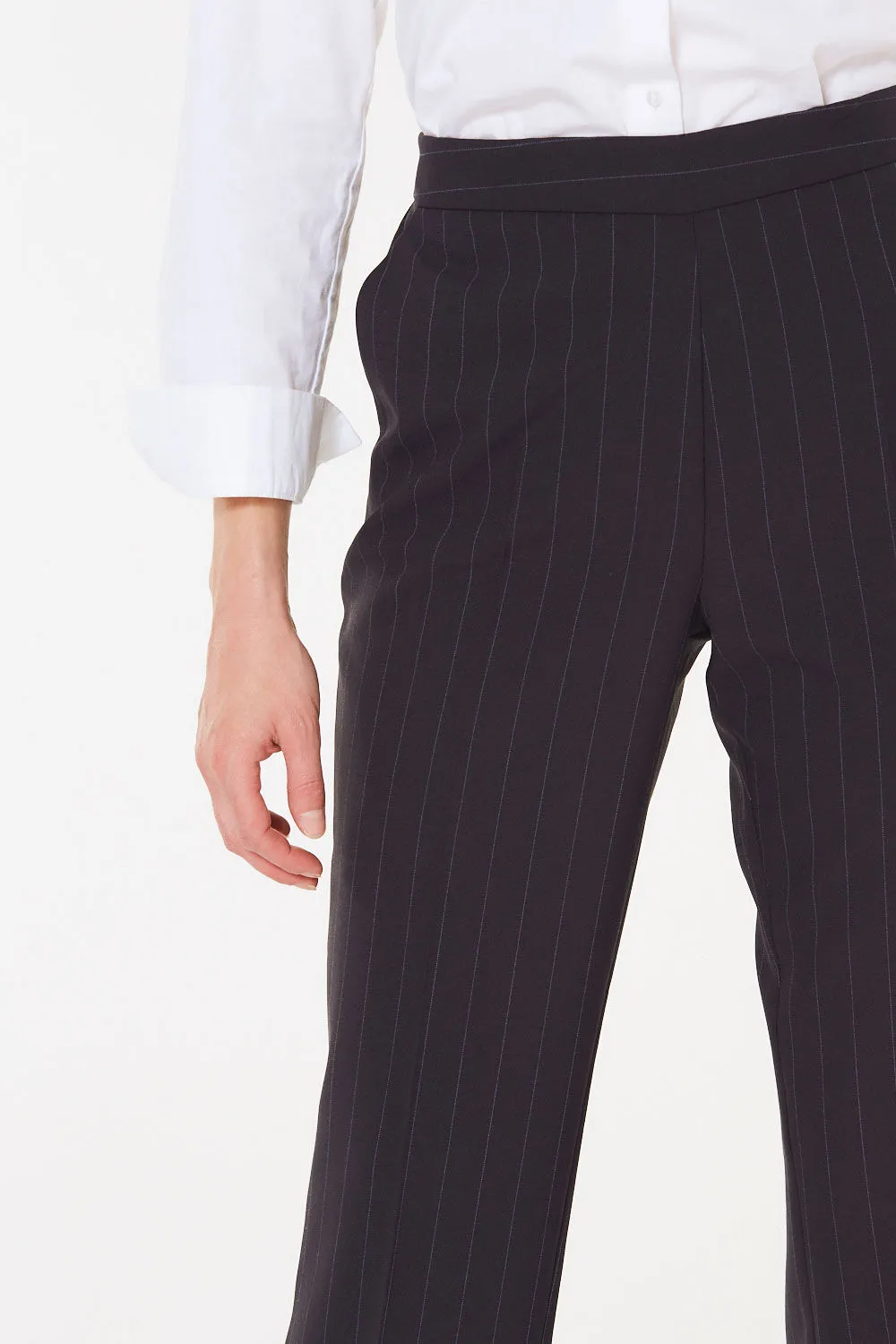 Elasticated Trousers with Straight Leg Stripes