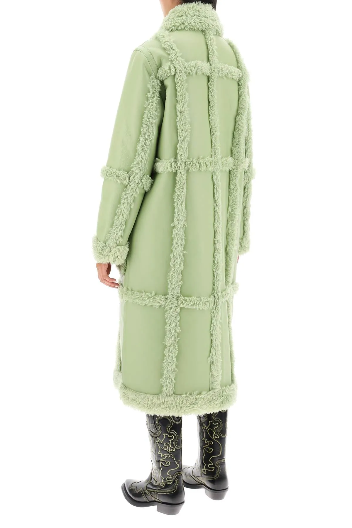 Studio Patrice Eco-Shearling Coat in Sage Green - Style 61100 9010