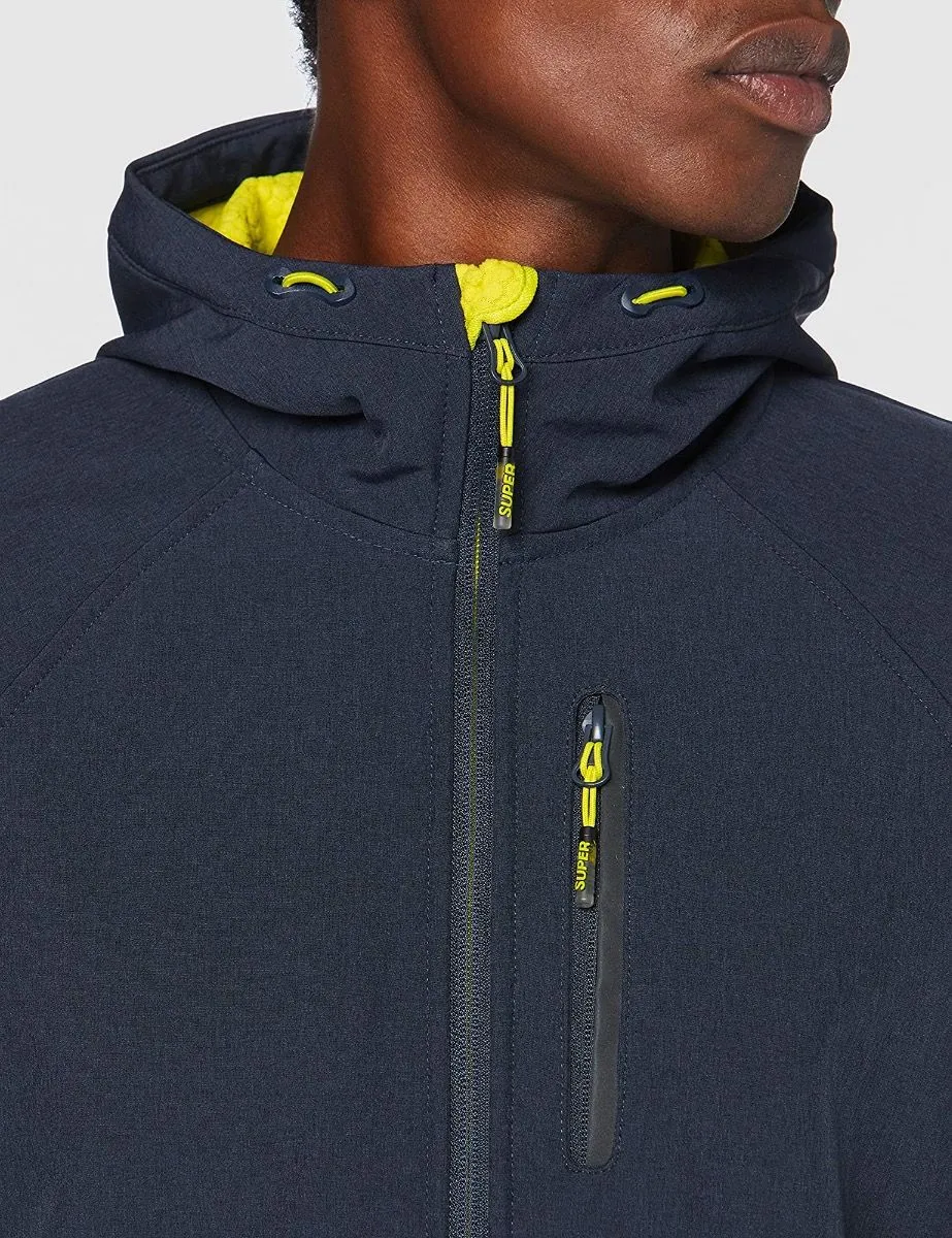 Navy Marl and Dark Grey Superdry Classic Softshell Hooded Jacket