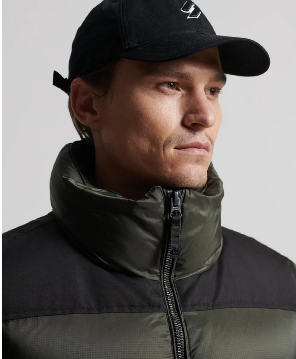 Dark Moss Superdry Longline Code Down Puffer Jacket