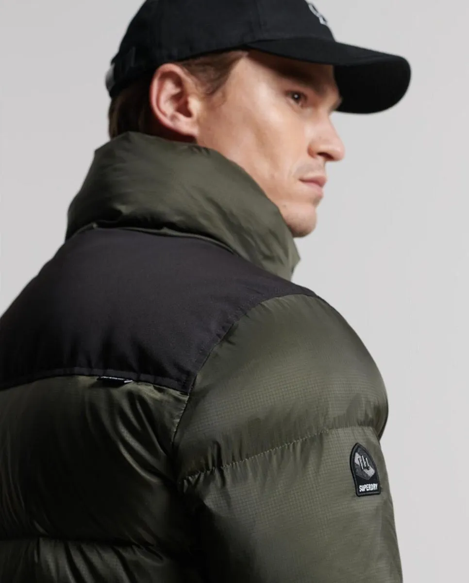 Dark Moss Superdry Longline Code Down Puffer Jacket