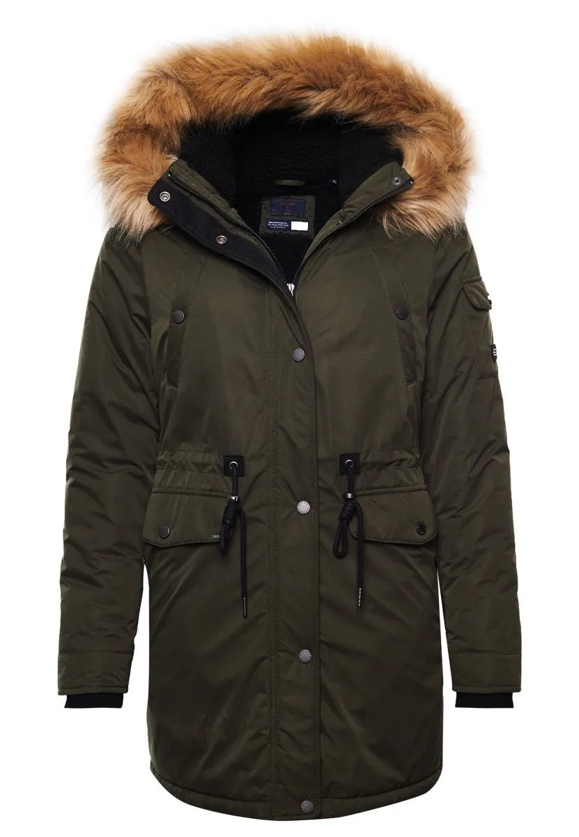 Superdry Women's Nadare Microfiber Parka Jacket Moss