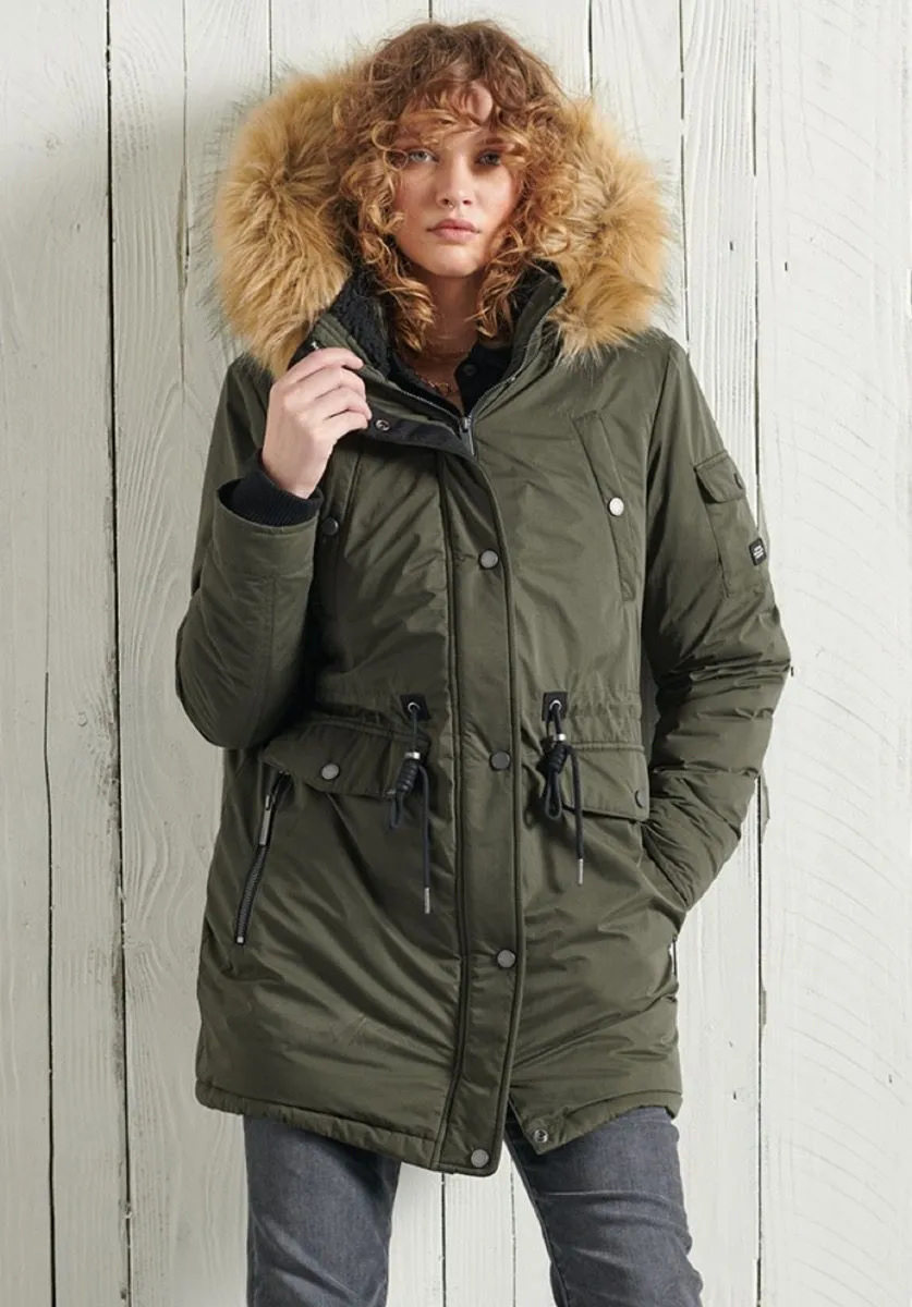 Superdry Women's Nadare Microfiber Parka Jacket Moss