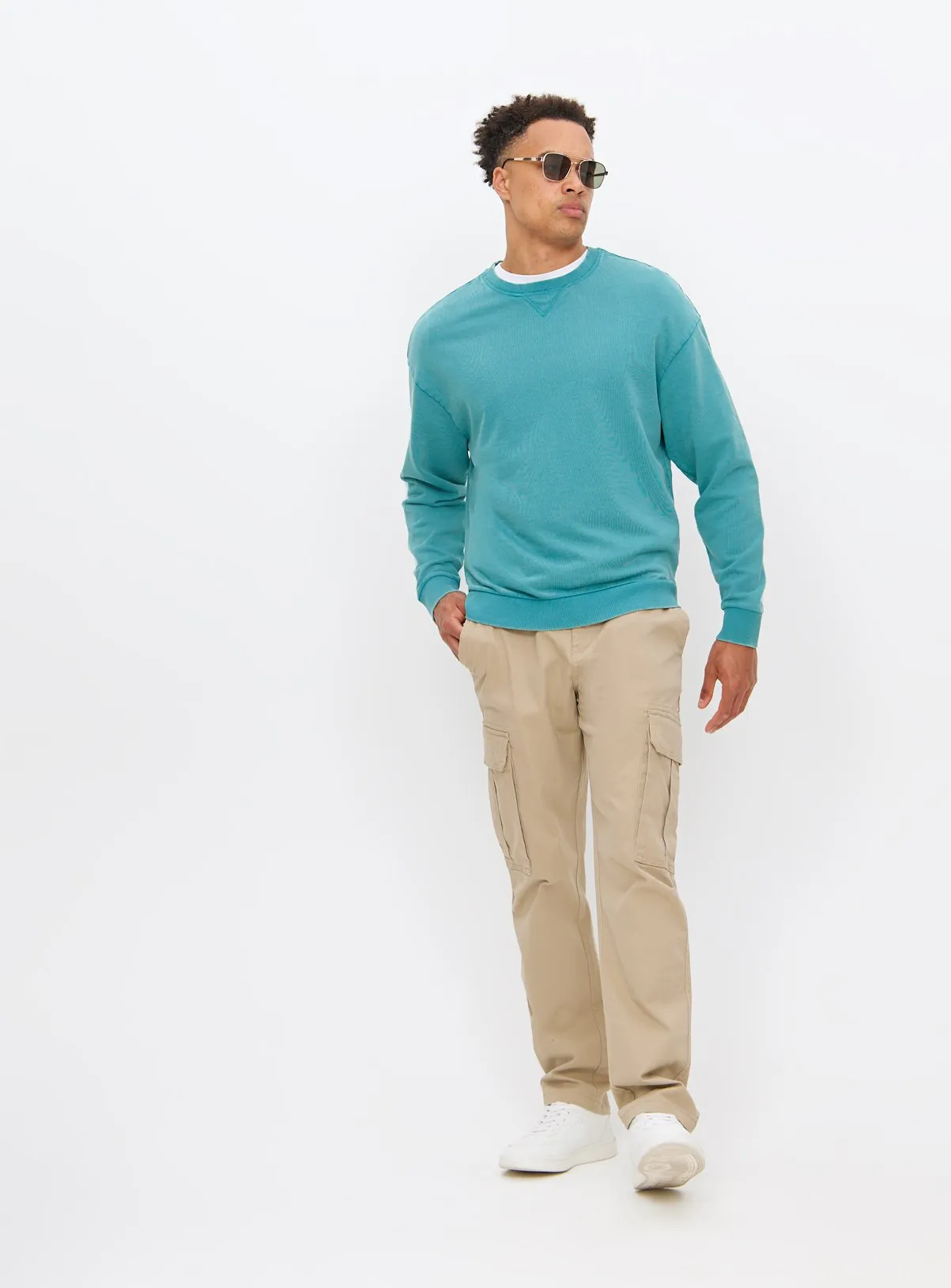 Teal Garment Dyed Crew Neck Sweatshirt M | Sweatshirts and Hoodies | Tu