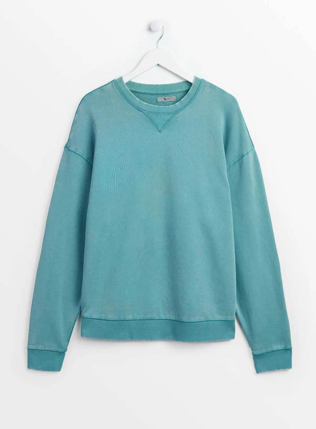 Teal Garment Dyed Crew Neck Sweatshirt M | Sweatshirts and Hoodies | Tu