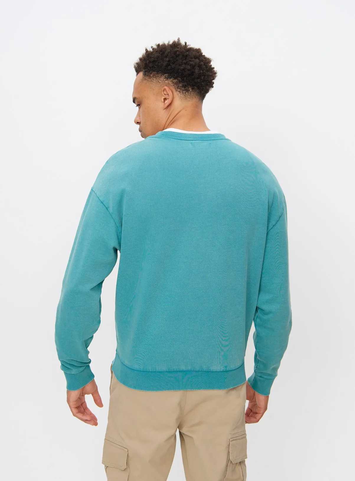 Teal Garment Dyed Crew Neck Sweatshirt M | Sweatshirts and Hoodies | Tu