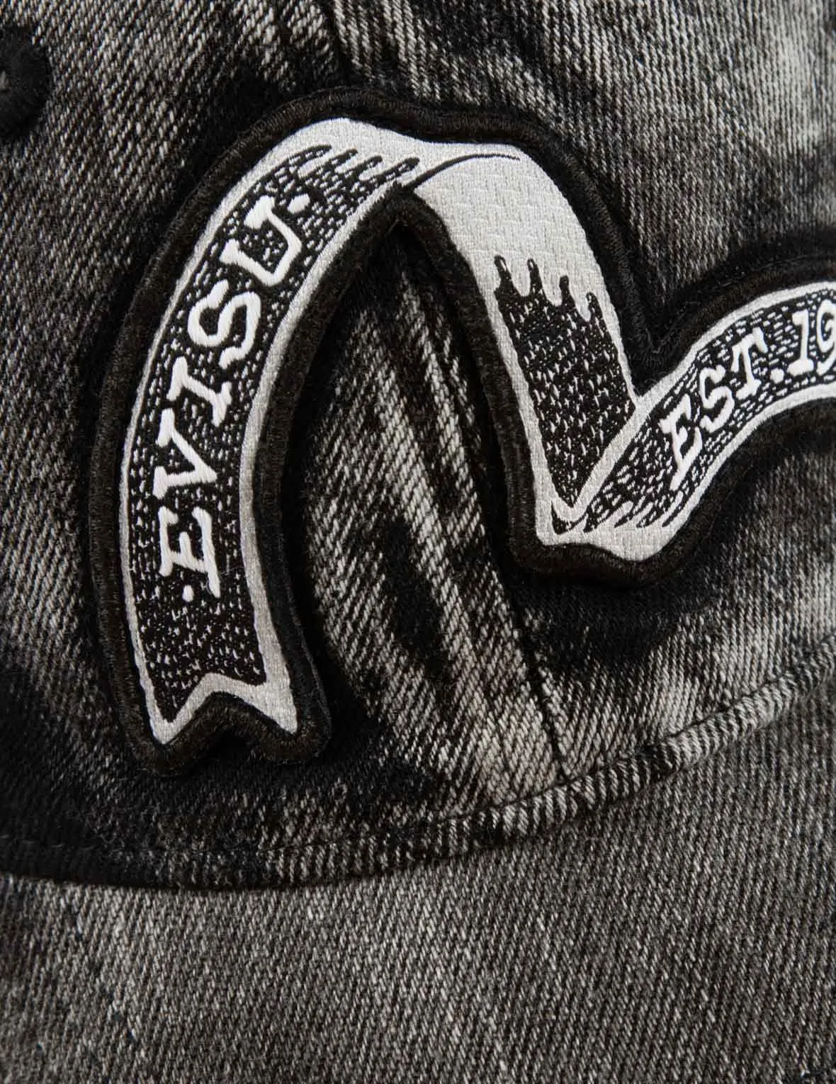 Tie-Dye Washed Effect with Ribbon Seagull Logo Denim Cap