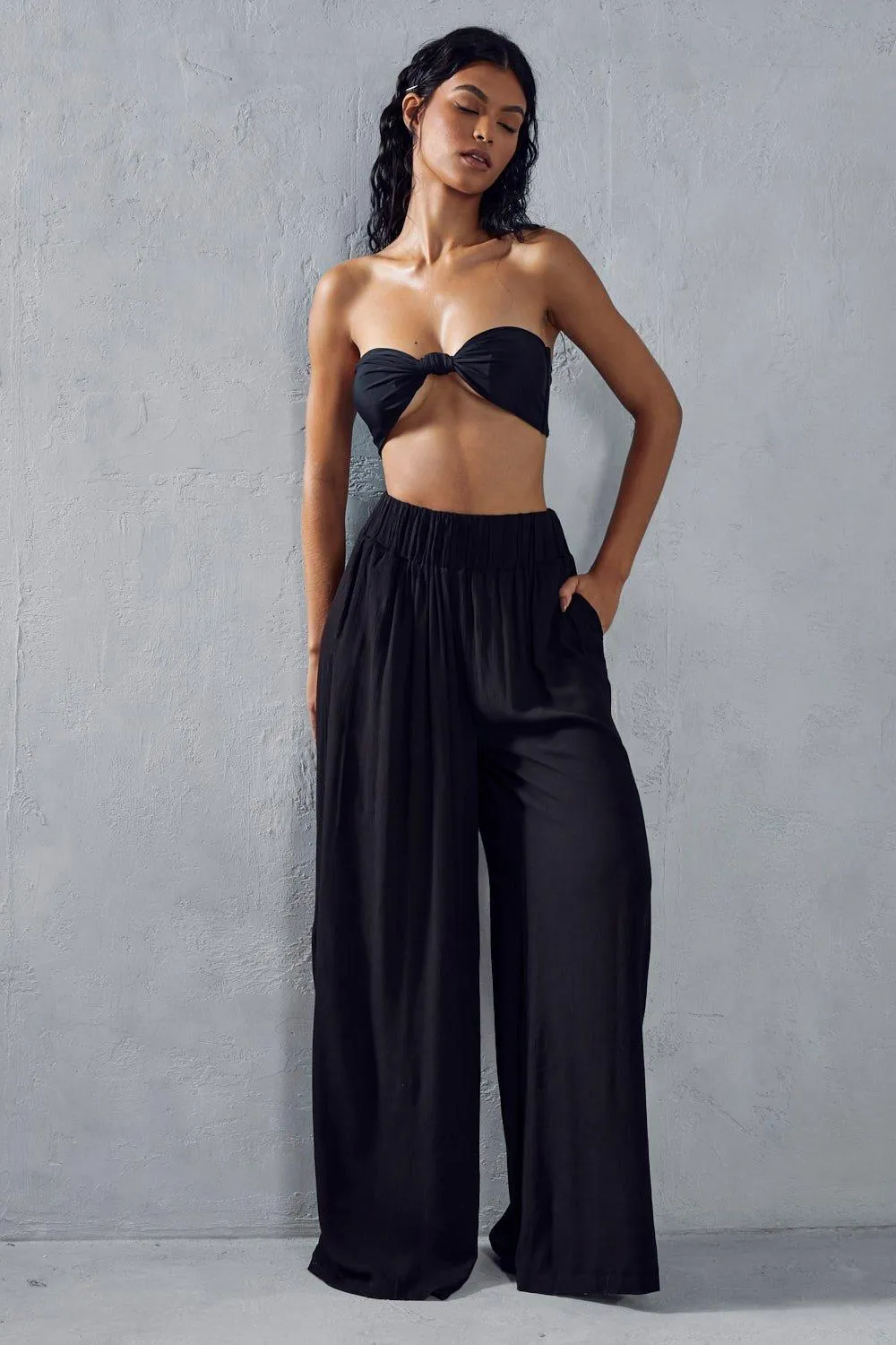 Crinkle High Waist Wide Leg Trousers from MissPap