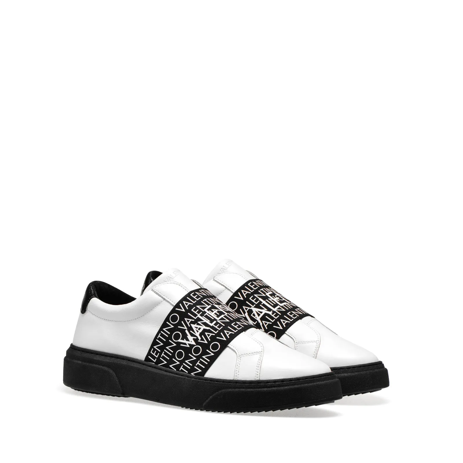 White Leather Slip-on Sneakers by VALENTINO