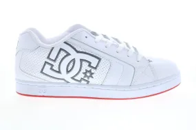 White Leather Lace Up Skate Inspired Sneakers for Men