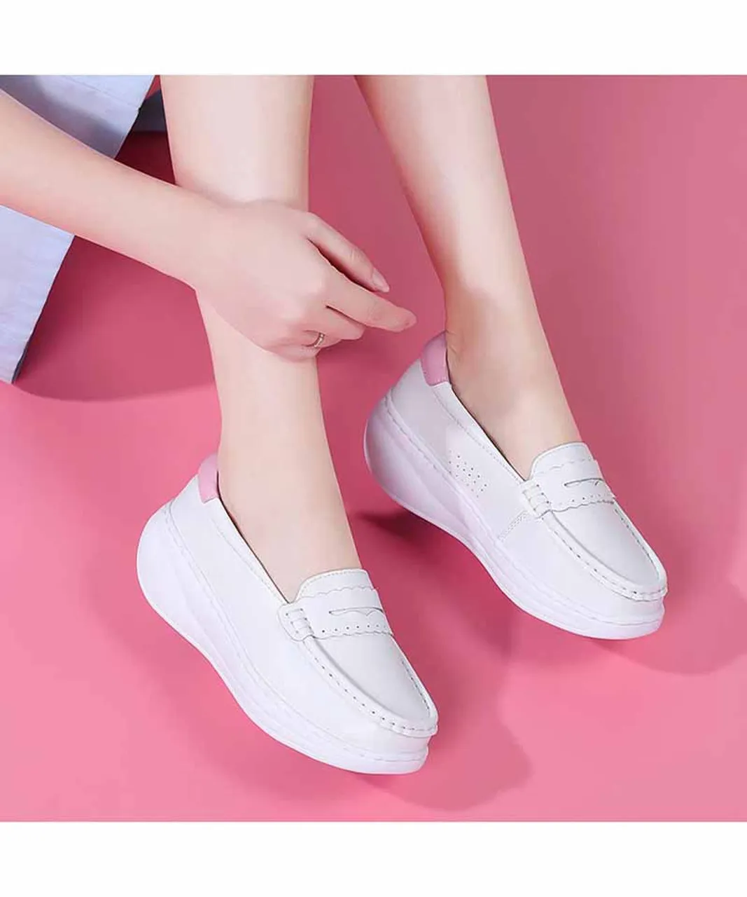 Fashionable Rocker Bottom Sneaker - White Pink