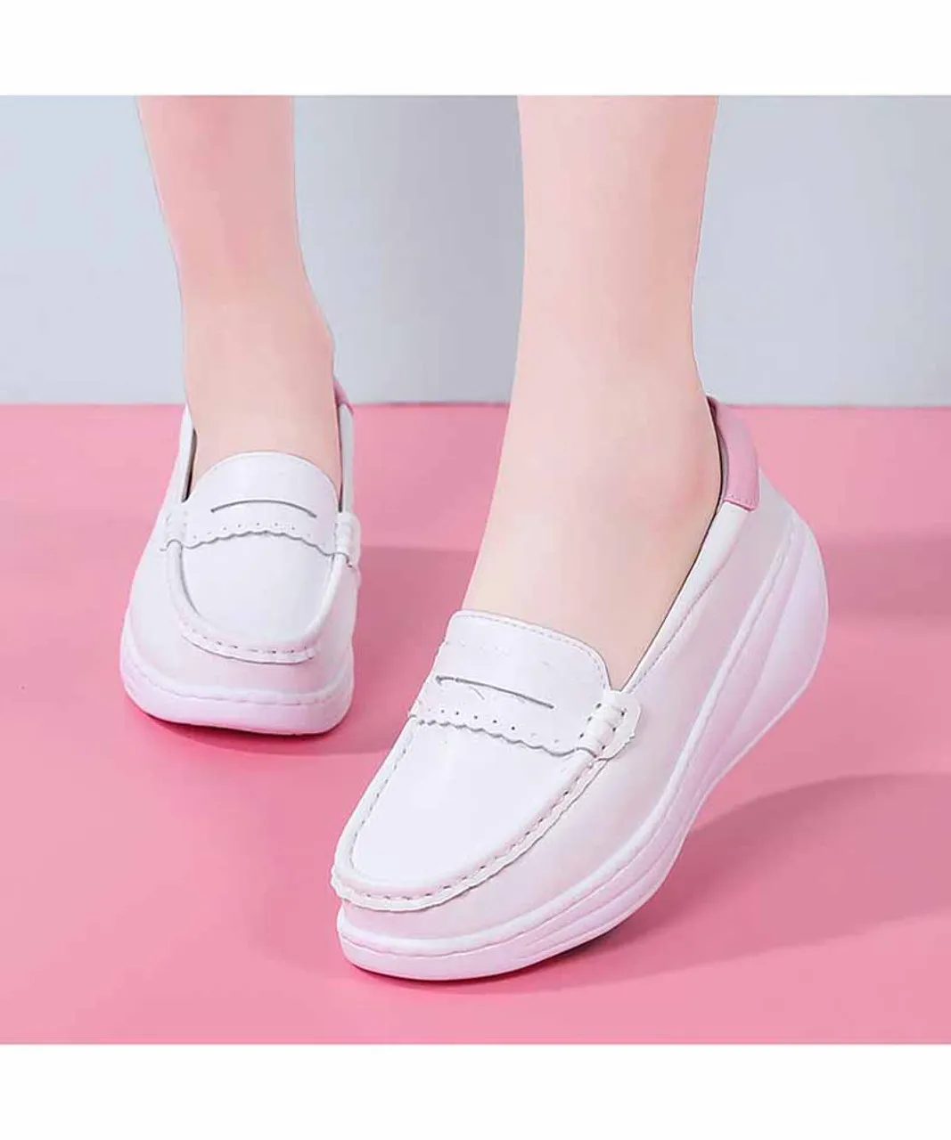 Fashionable Rocker Bottom Sneaker - White Pink