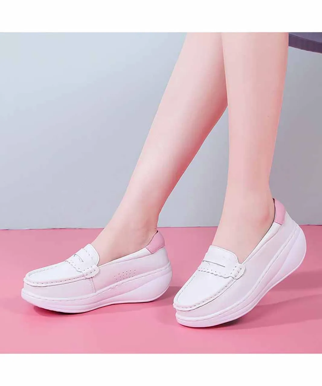 Fashionable Rocker Bottom Sneaker - White Pink