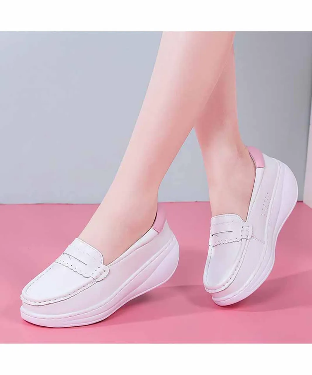 Fashionable Rocker Bottom Sneaker - White Pink