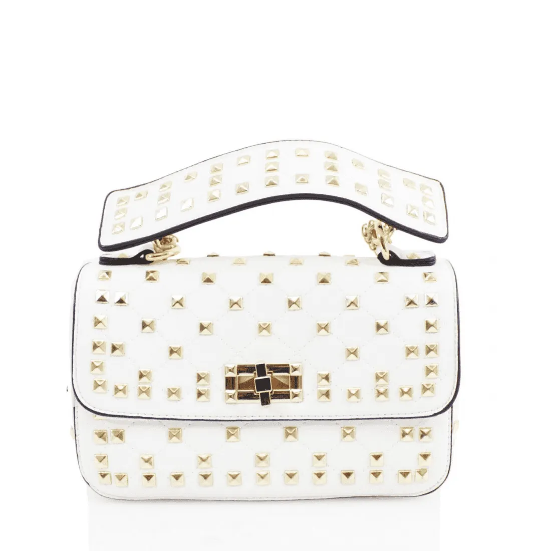 White Studded Clutch Crossbody Bag