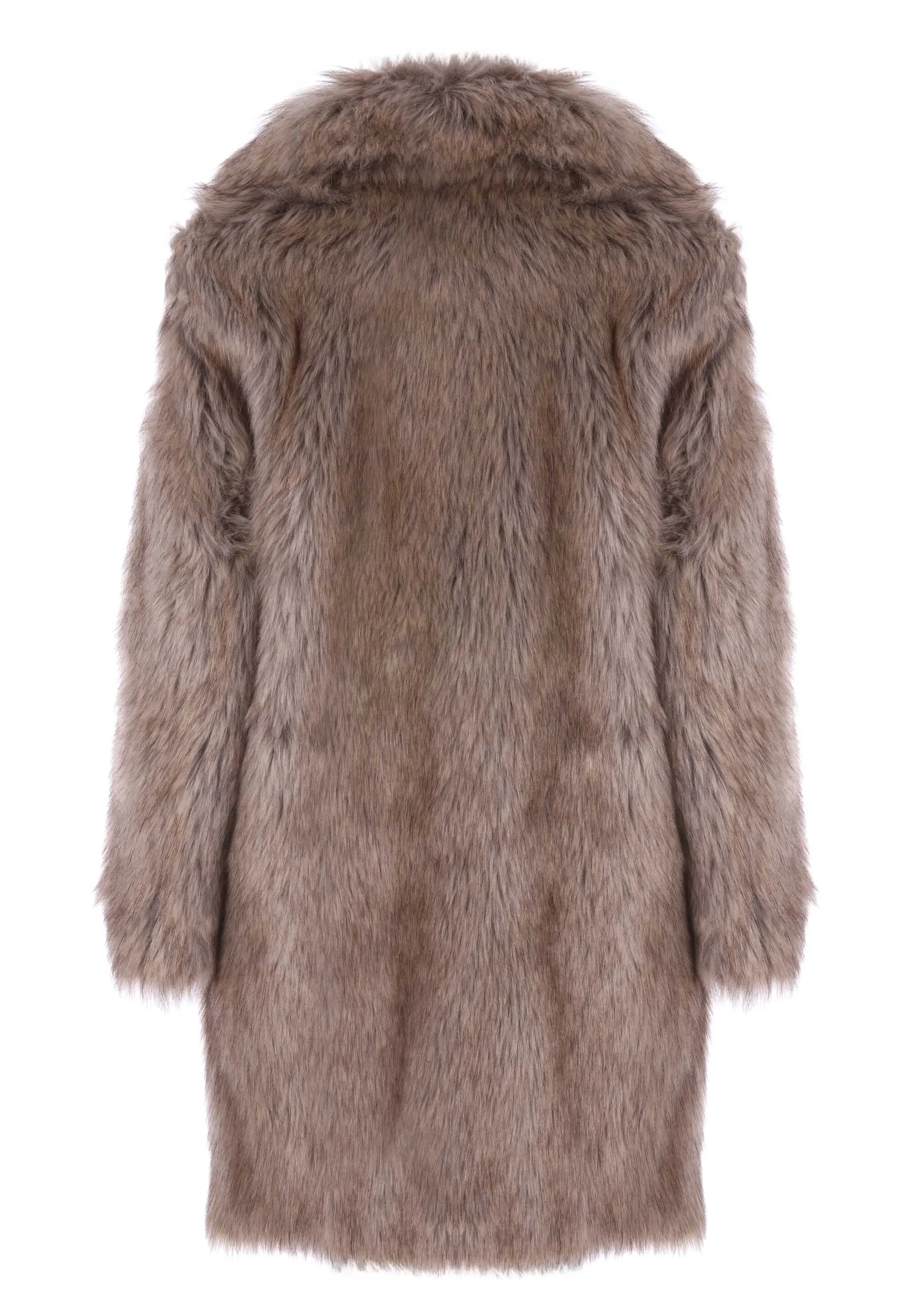 Women's Brown Fluffy Longline Coat