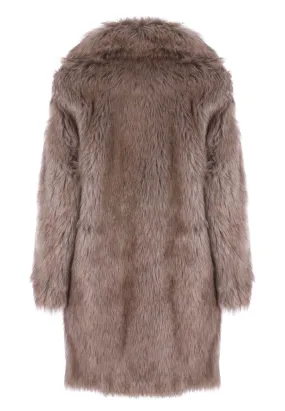 Women's Brown Fluffy Longline Coat