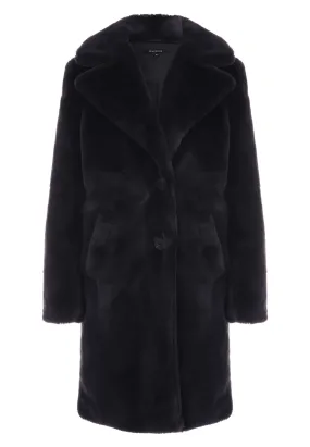 Charcoal Women's Long Fluffy Coat