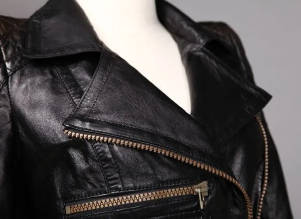 Women's Genuine Leather Perfecto Jacket with Zip Pockets