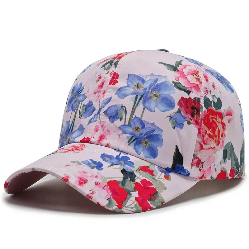 Women's Dustproof Rose Floral Print Sport Baseball Cap - Hip Hop Style