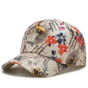 Women's Dustproof Rose Floral Print Sport Baseball Cap - Hip Hop Style