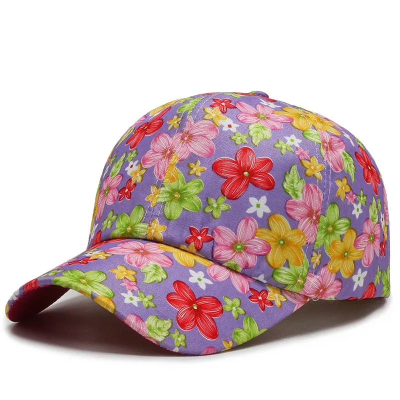 Women's Dustproof Rose Floral Print Sport Baseball Cap - Hip Hop Style