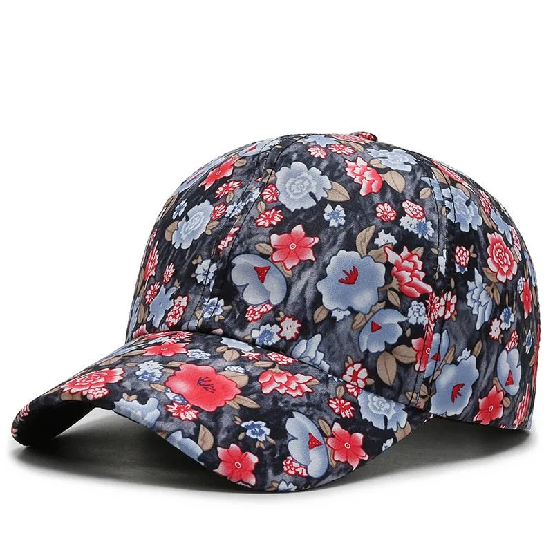 Women's Dustproof Rose Floral Print Sport Baseball Cap - Hip Hop Style