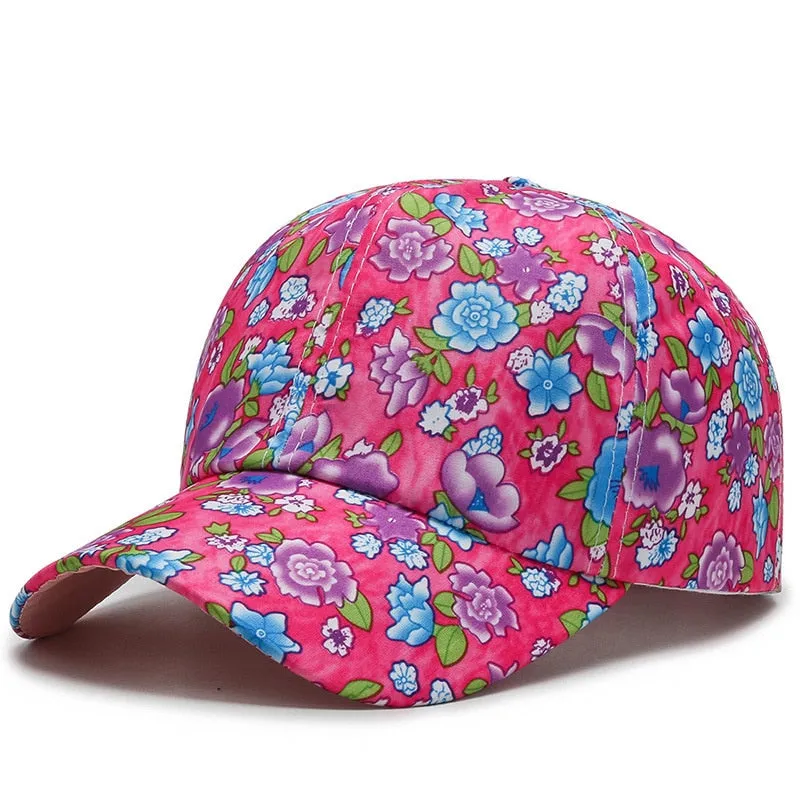 Women's Dustproof Rose Floral Print Sport Baseball Cap - Hip Hop Style