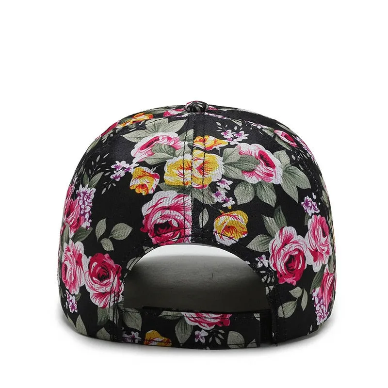 Women's Dustproof Rose Floral Print Sport Baseball Cap - Hip Hop Style