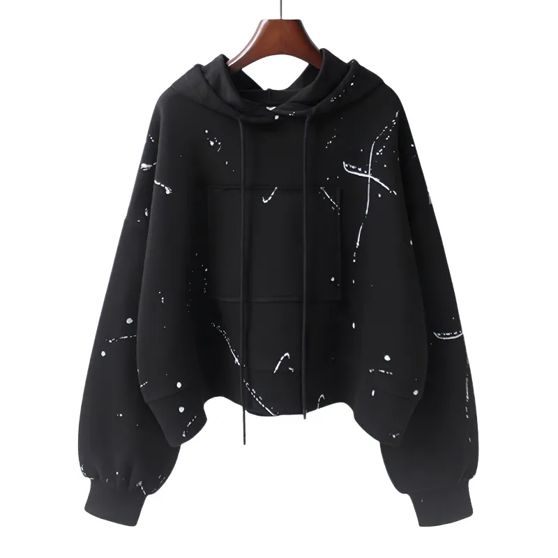 Women's Lantern Sleeves Hoodies - Fashion Loose Short Cotton Hoodie