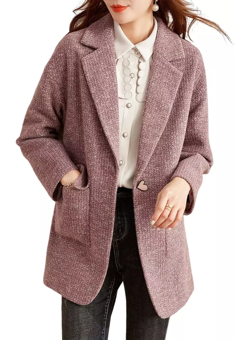 WOOL BLEND COAT WITH SUIT COLLAR BY ONX.HK