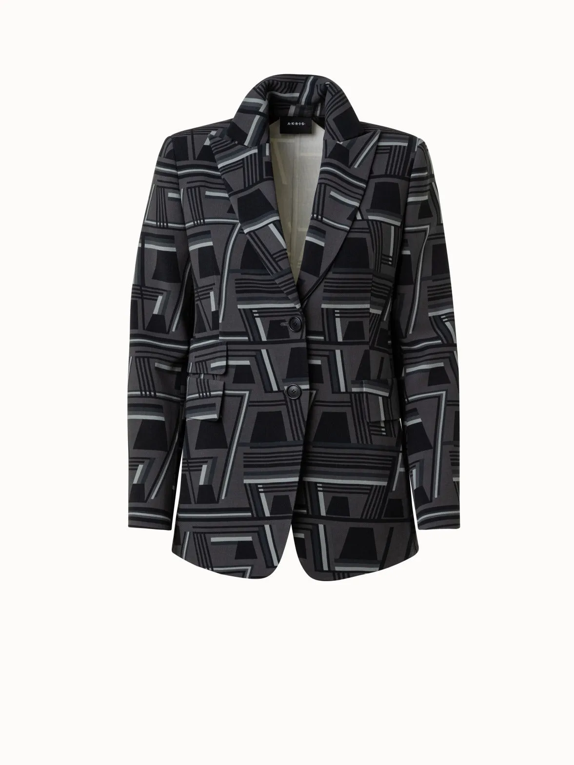 Wool Jacket with Zig Zag Print