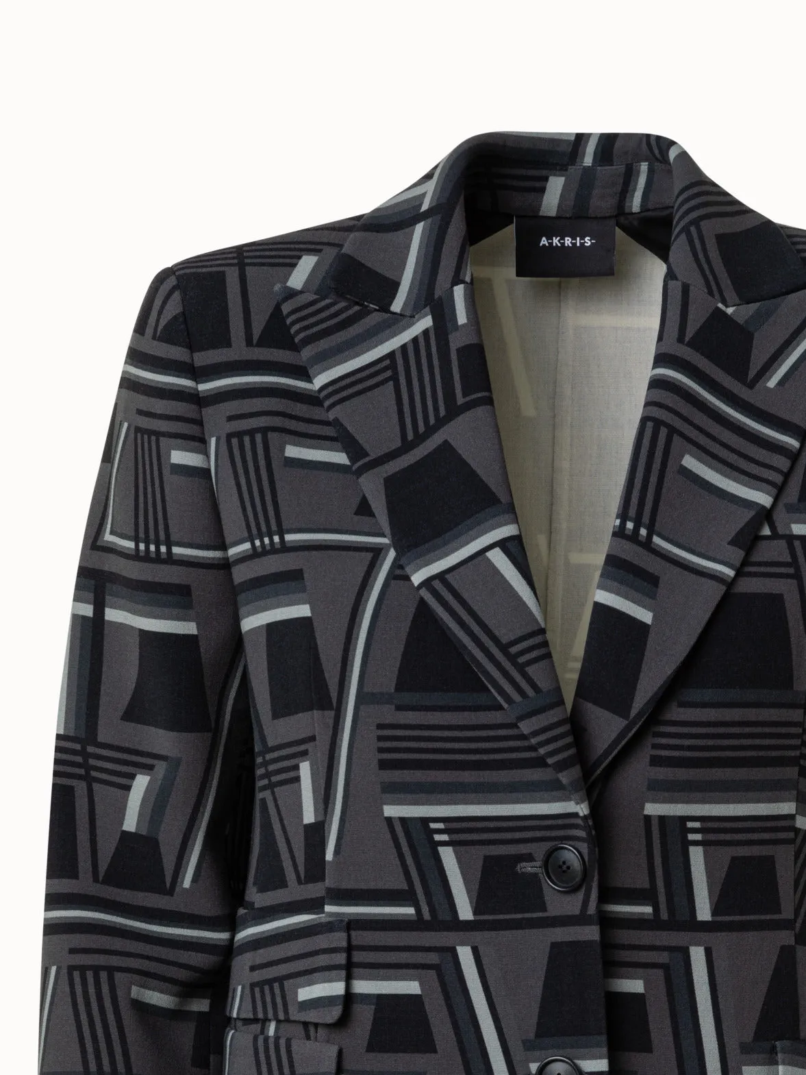 Wool Jacket with Zig Zag Print