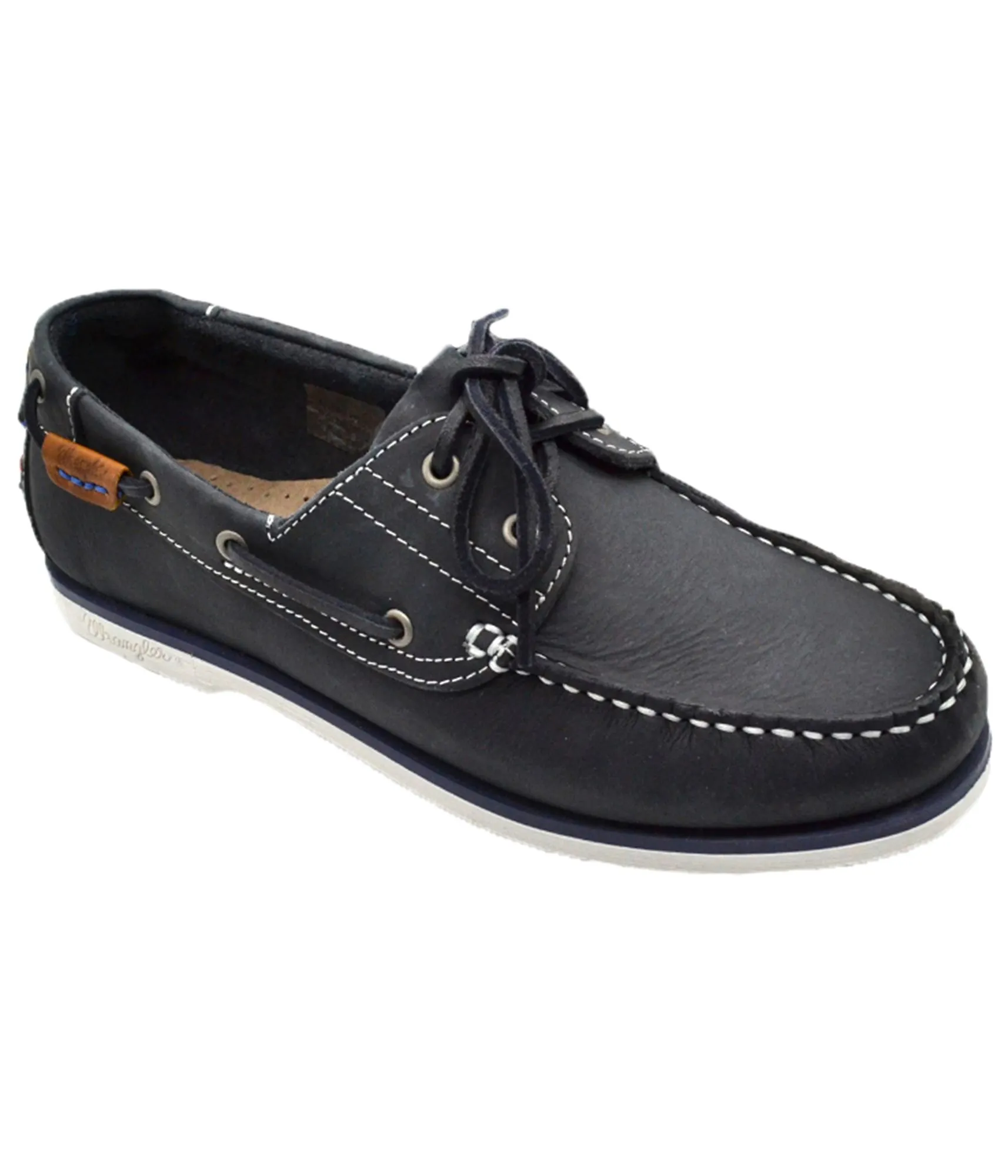 Wrangler Ocean Leather Boat Shoes in Navy