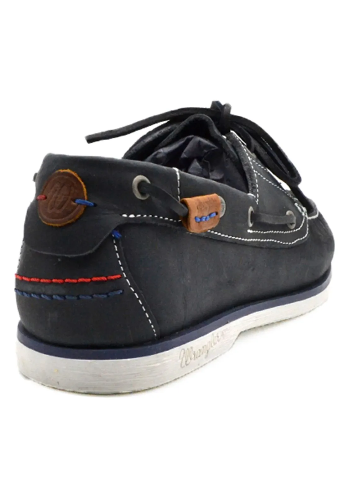 Wrangler Ocean Leather Boat Shoes in Navy